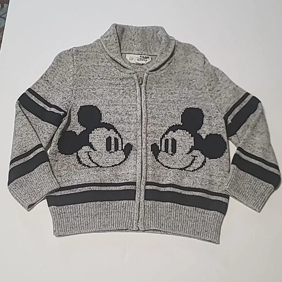 Baby Gap Disney Mickey Mouse Zip-Up Cardigan/Sweater Size 3 Year - Picture 2 of 11